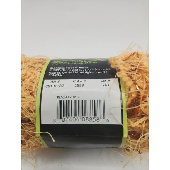 Sensations Tropez Yarn Peach Tropez Novelty Metallic Textured 50g 38 yds Skein - Picture 5 of 8